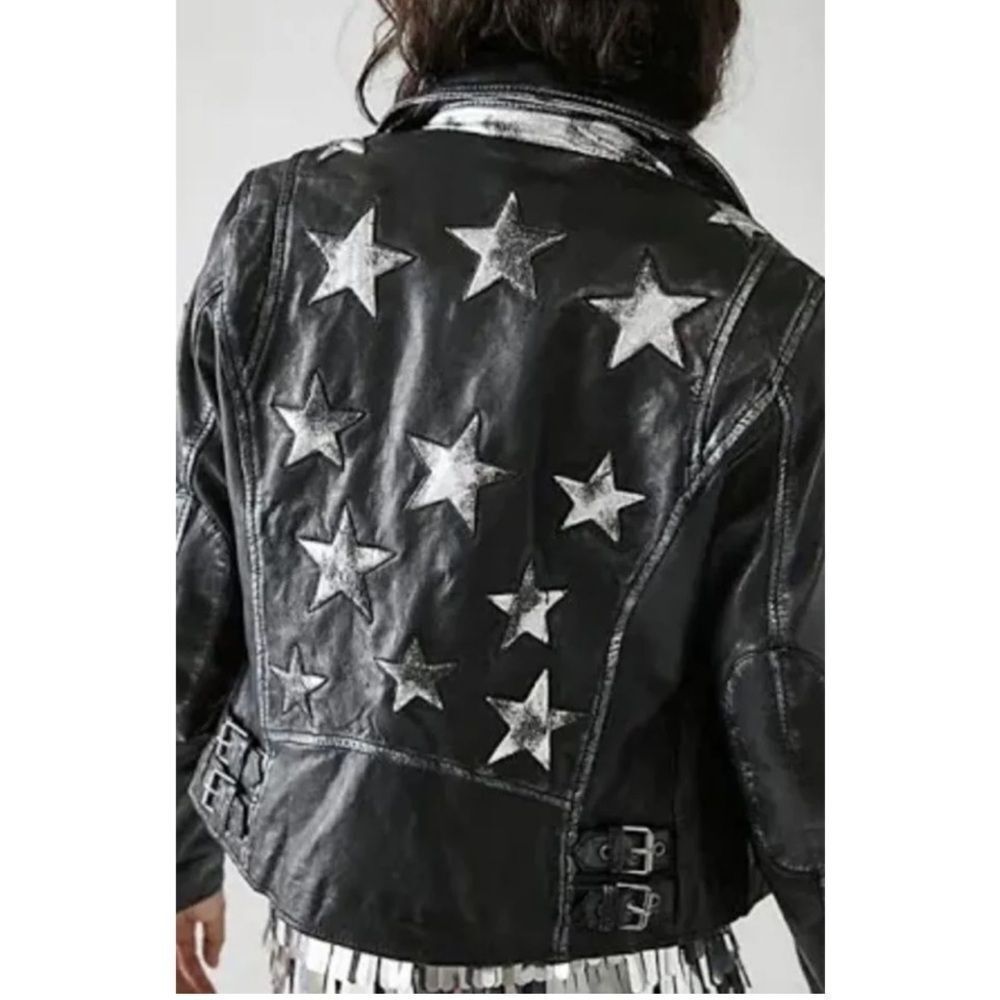 FREE PEOPLE x MAURITIUS MIDNIGHT STAR LEATHER JACKET size M